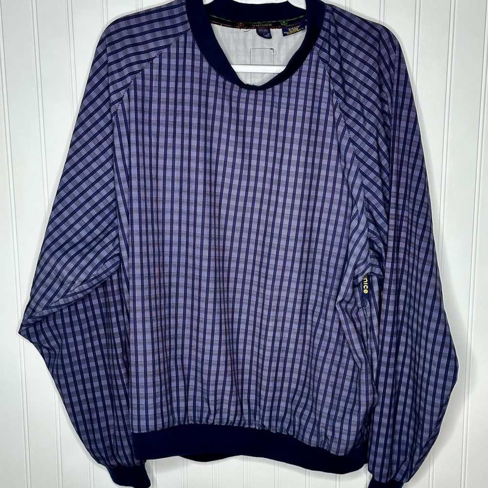 Sunice Blue Crewneck Sweater with Checkered Pattern